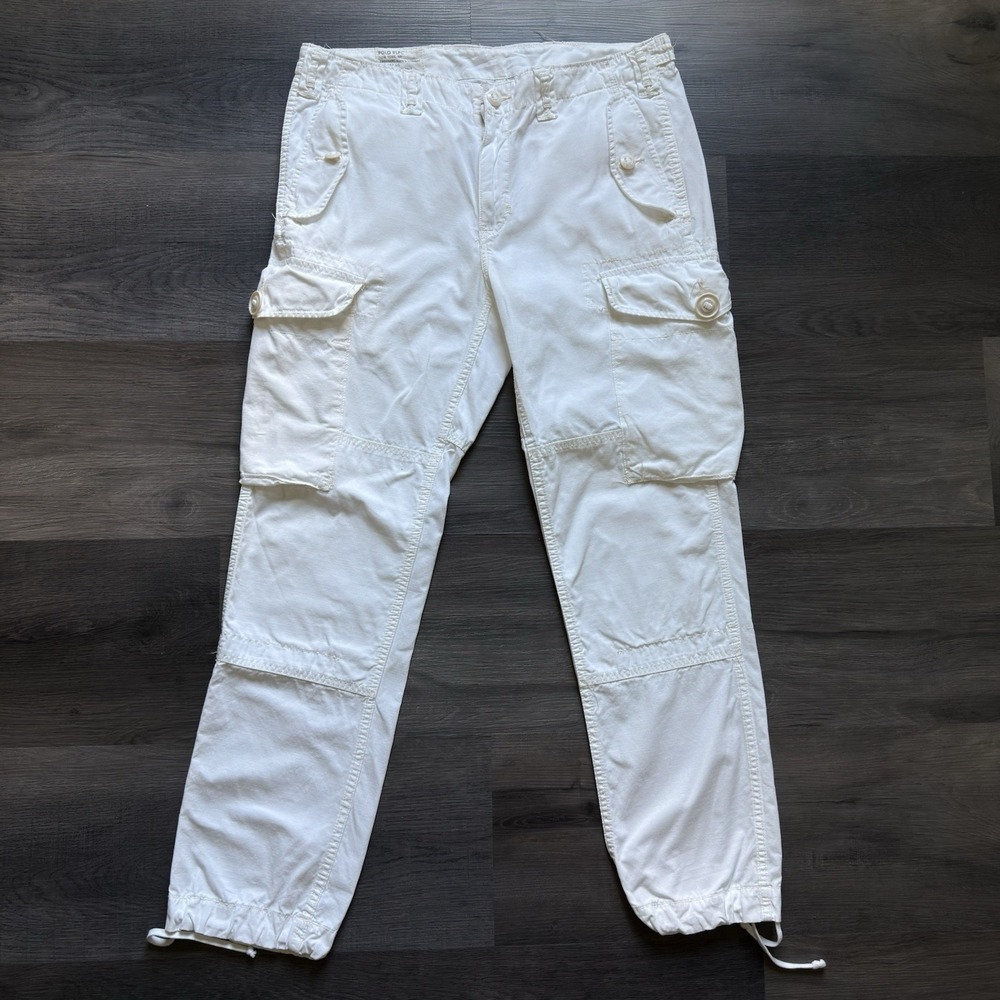 Polo Ralph Lauren Military Paratrooper Pants Mens 34x30 White Cargo Straight Fit